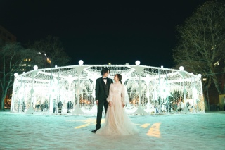 夜のすすきのでカジュアル＆おしゃれなウエディングフォト！