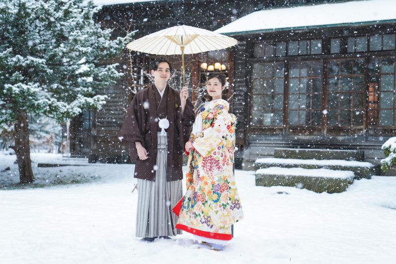和装✕雪で北海道のウエディングフォト!気になる積雪の時期はいつ?☃