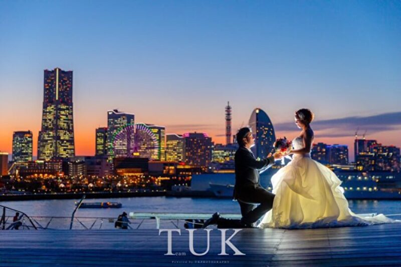 【結婚式前撮り】春のみなとみらい撮影!美麗なマジックアワーショット