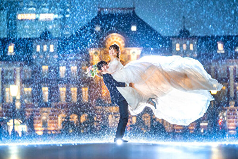 【東京駅前撮り】ウェディングフォトは雨が降っても美しい!