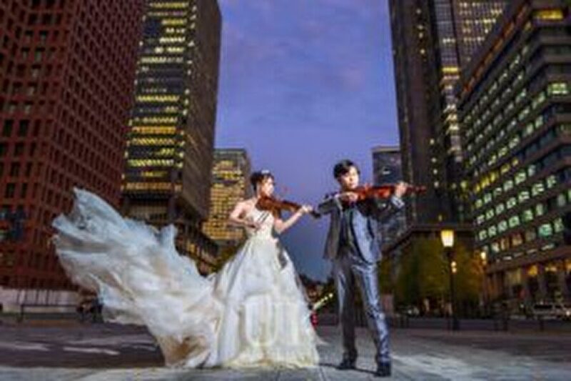 【結婚式前撮り】バイオリンとビオラの音色が響く東京駅マジックアワーに乗せた協奏曲