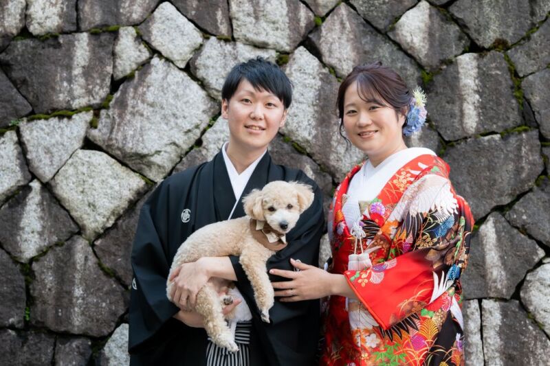 ワンちゃんと一緒に前撮り♡