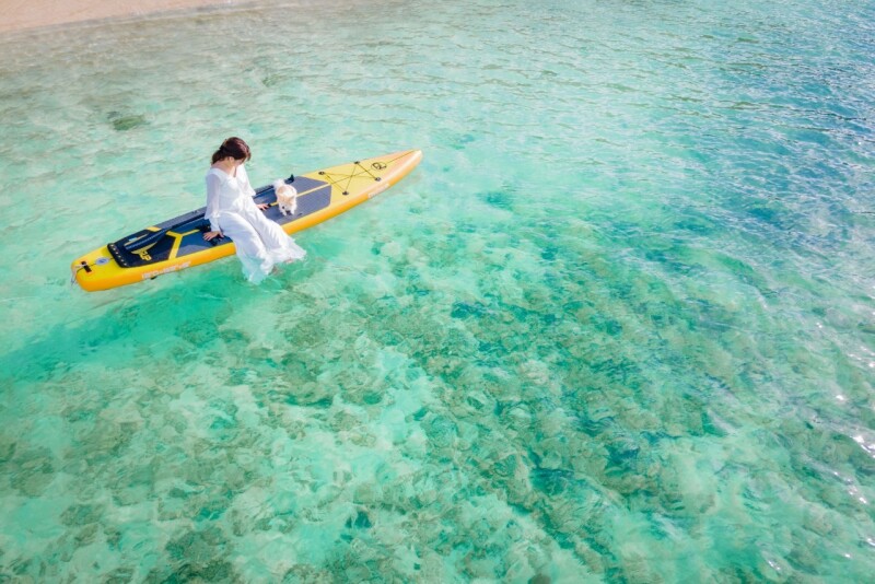綺麗な海で、SUPに乗って～