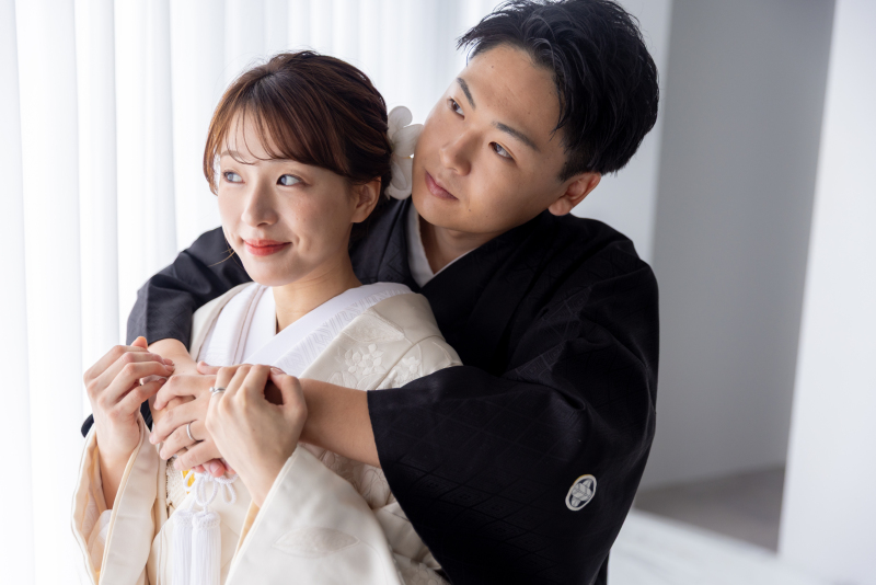天候に左右されないスタジオ撮影☆和装+洋装98,000円