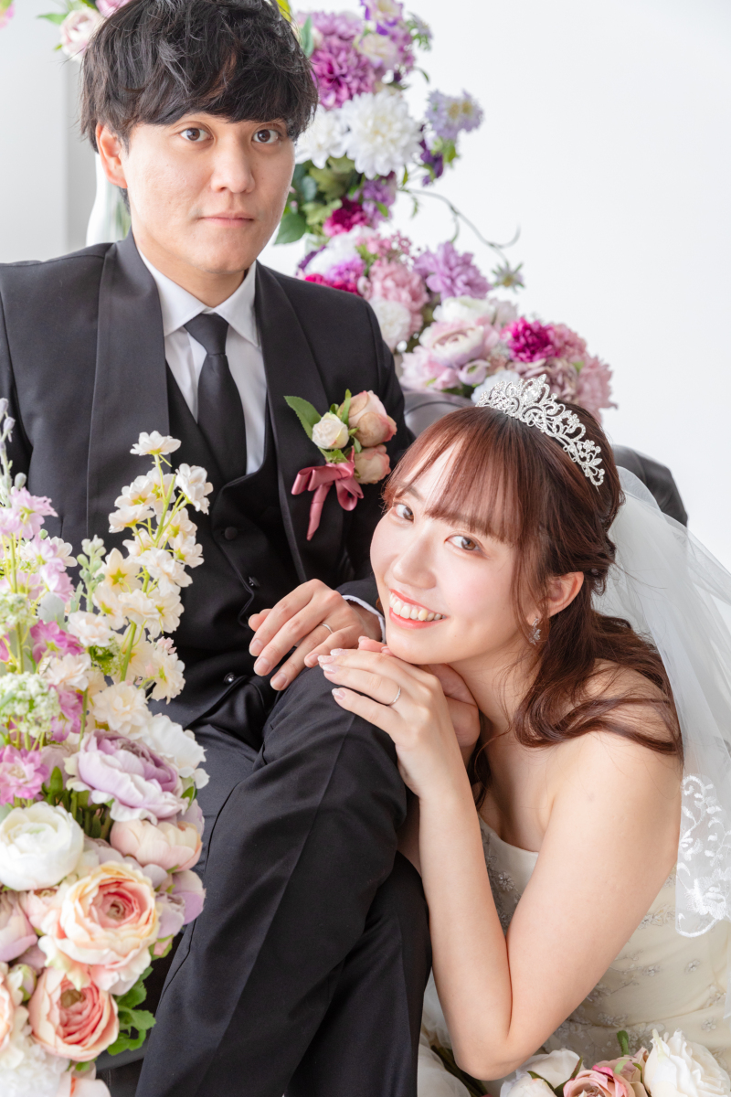 天候に左右されないスタジオ撮影☆和装+洋装98,000円