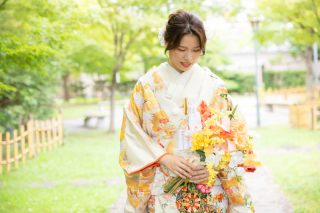 和装とブーケ