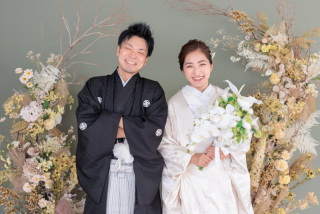 笑顔が素敵なお二人の和装スタジオ撮影♪