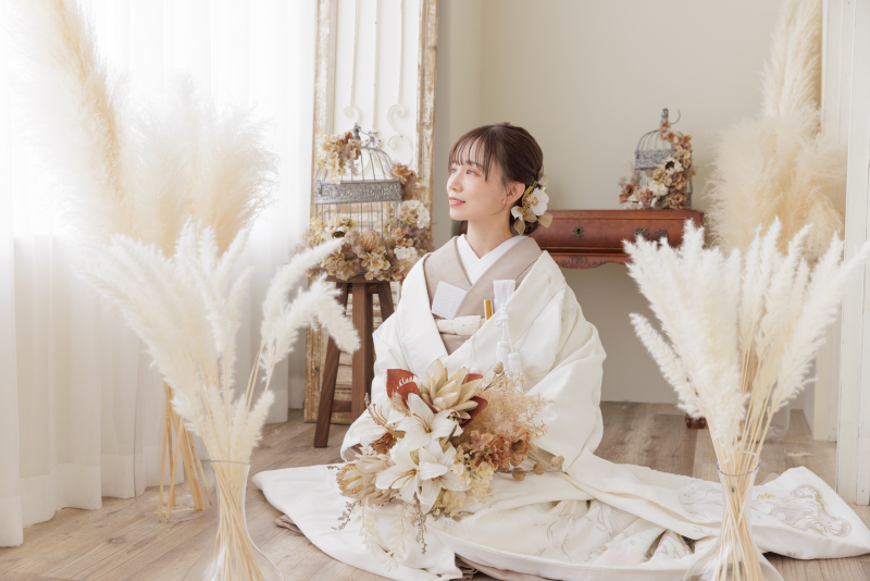 【白無垢×色掛下♡】色味を入れておしゃれコーディネートを♪