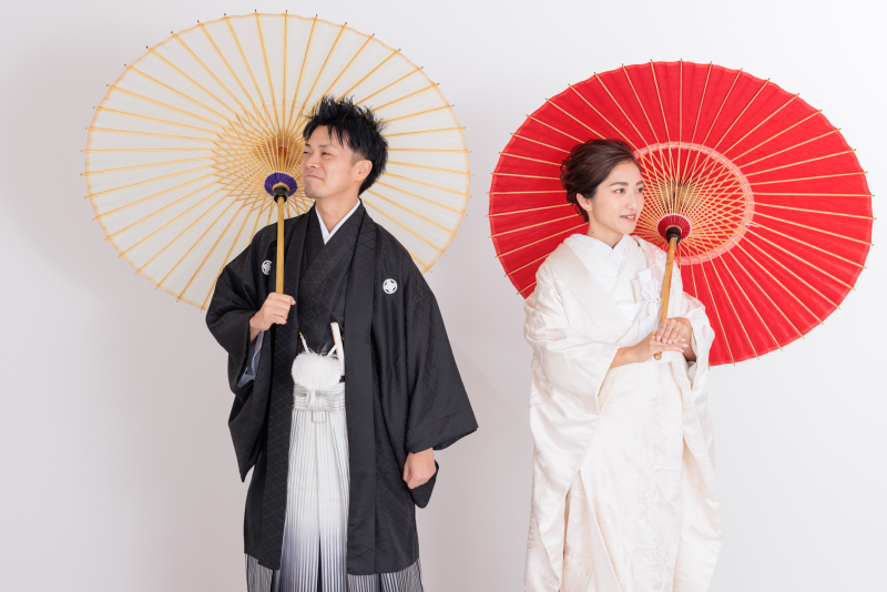 笑顔が素敵なお二人の和装スタジオ撮影♪