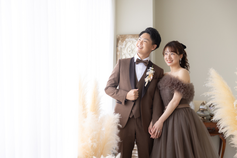 天候に左右されないスタジオ撮影☆和装+洋装98,000円