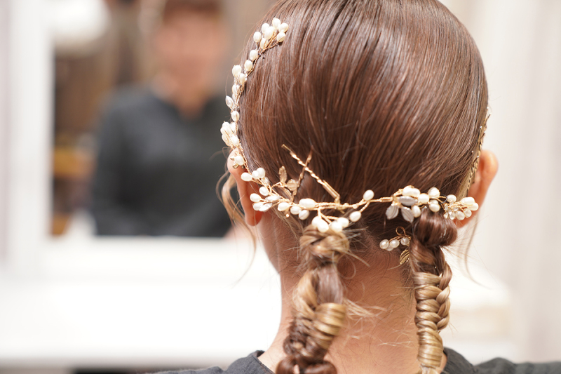 フィッシュボーンの花嫁ヘア