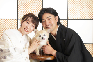 ペットと一緒のフォトウェディング