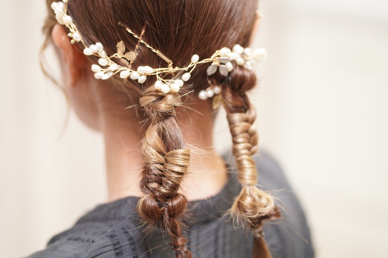 フィッシュボーンの花嫁ヘア