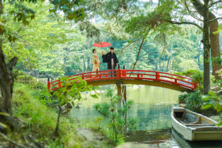 縮景園で新緑での庭園撮影しましょう♫