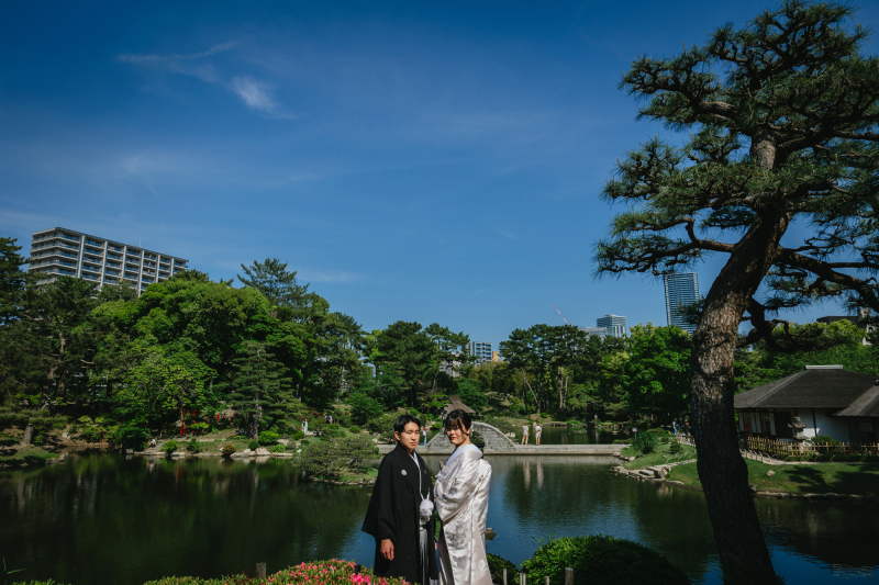 四季の彩りに包まれる縮景園での和装フォト