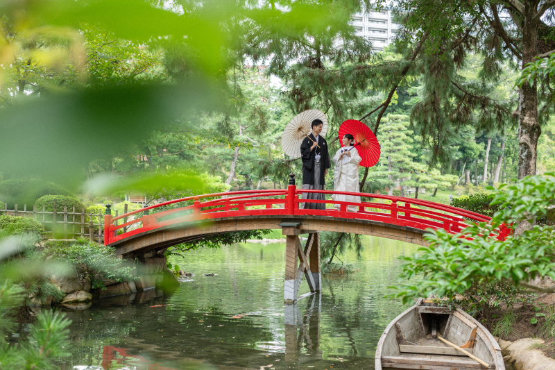 四季の彩りに包まれて ― 縮景園で叶える和装ウェディングフォト