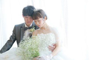 カスミソウブーケを持って♡