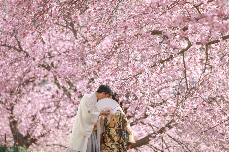 「満開の河津桜と一緒に♪