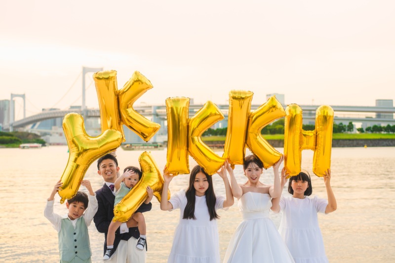 自社オリジナル着物で庭園撮影＆思い出のお台場海浜公園で撮影