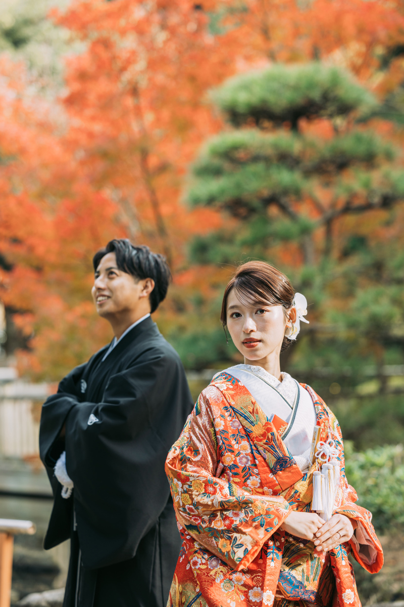 【スタジオAQUA】紅葉の見浜園、和装撮影