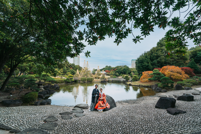 【スタジオAQUA】紅葉の見浜園、和装撮影