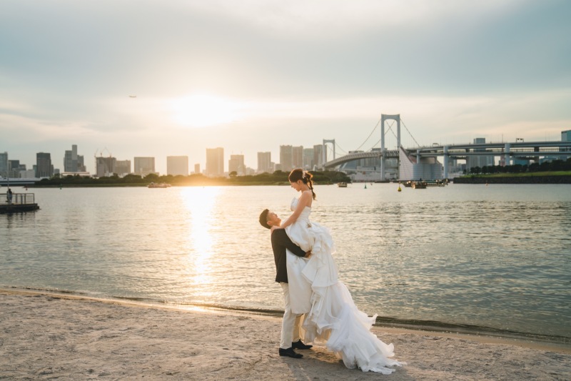 自社オリジナル着物で庭園撮影＆思い出のお台場海浜公園で撮影