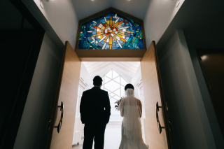 #87　ブラックタキシード＆テラコッタドレス♡