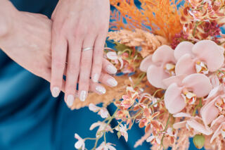 #71　ホワイトタキシード＆ターコイズカラードレス♡