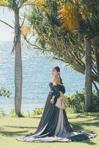 秋・冬色★カーキのカラードレス【Khaki】