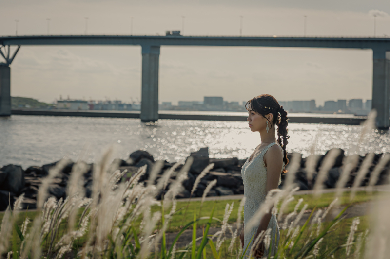 海風を感じながら残すウェディングフォト♡ 若洲海浜公園での前撮り