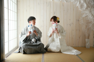 和室の中で!