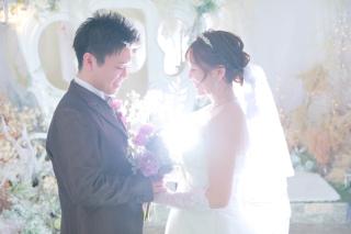 ブーケを持って…