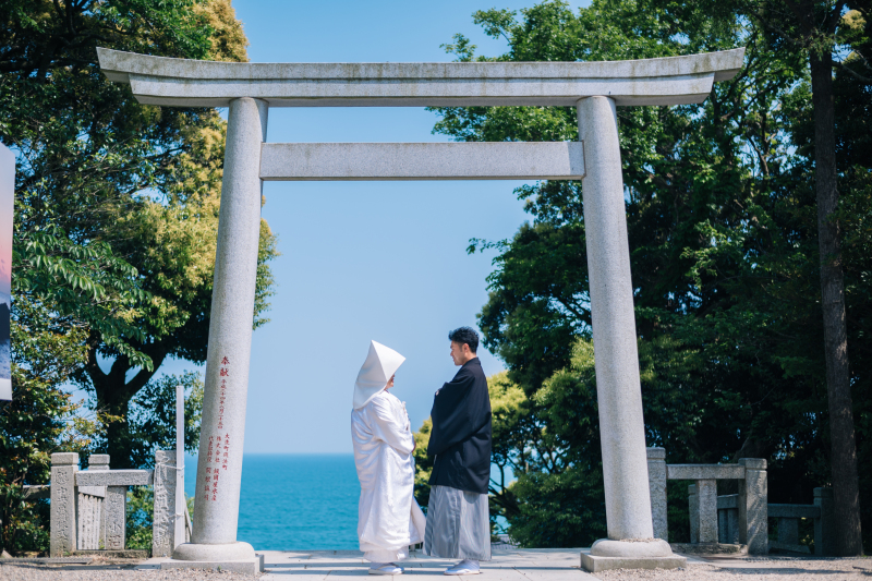 海の絶景を望む♡大洗磯前神社での厳かな神前式♪