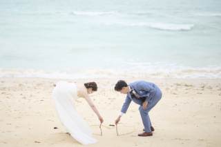 砂浜を生かしたアイディア写真