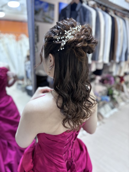 【撮影風景】カラードレスでゴージャスハーフアップ♪