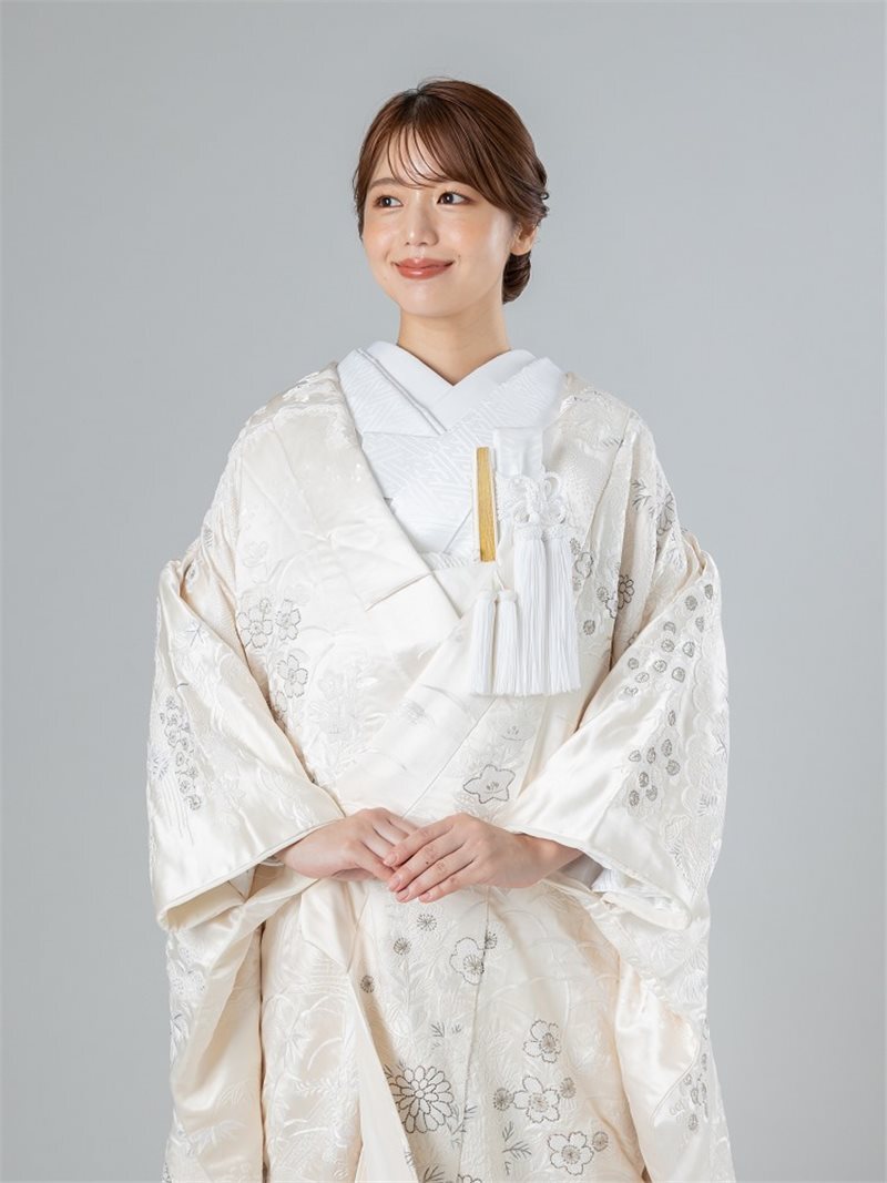 白 UD-瑞鶴花(相良刺繍) 