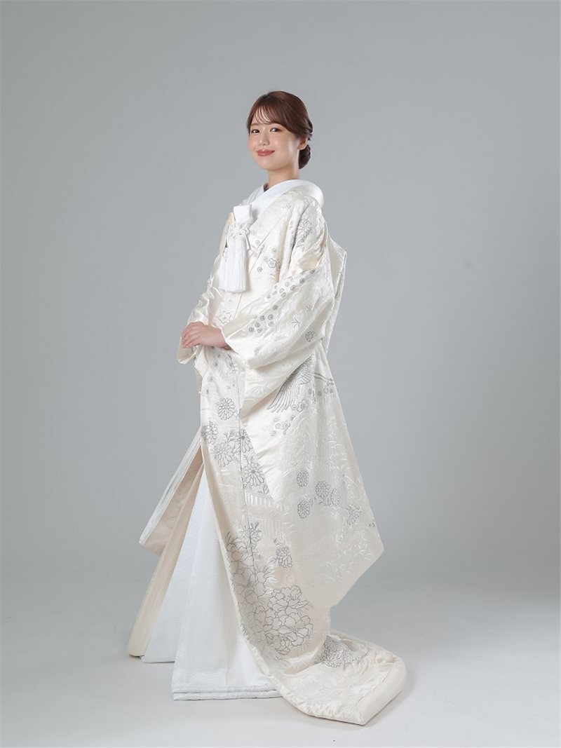 白 UD-瑞鶴花(相良刺繍) 