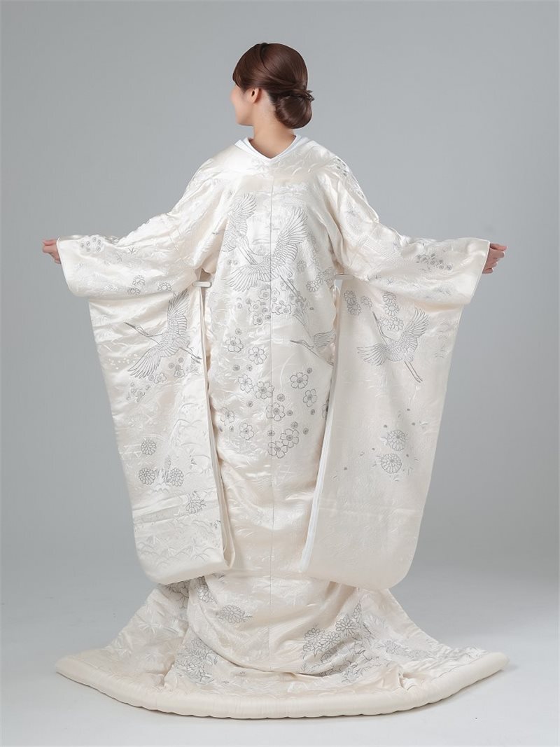 白 UD-瑞鶴花(相良刺繍) 