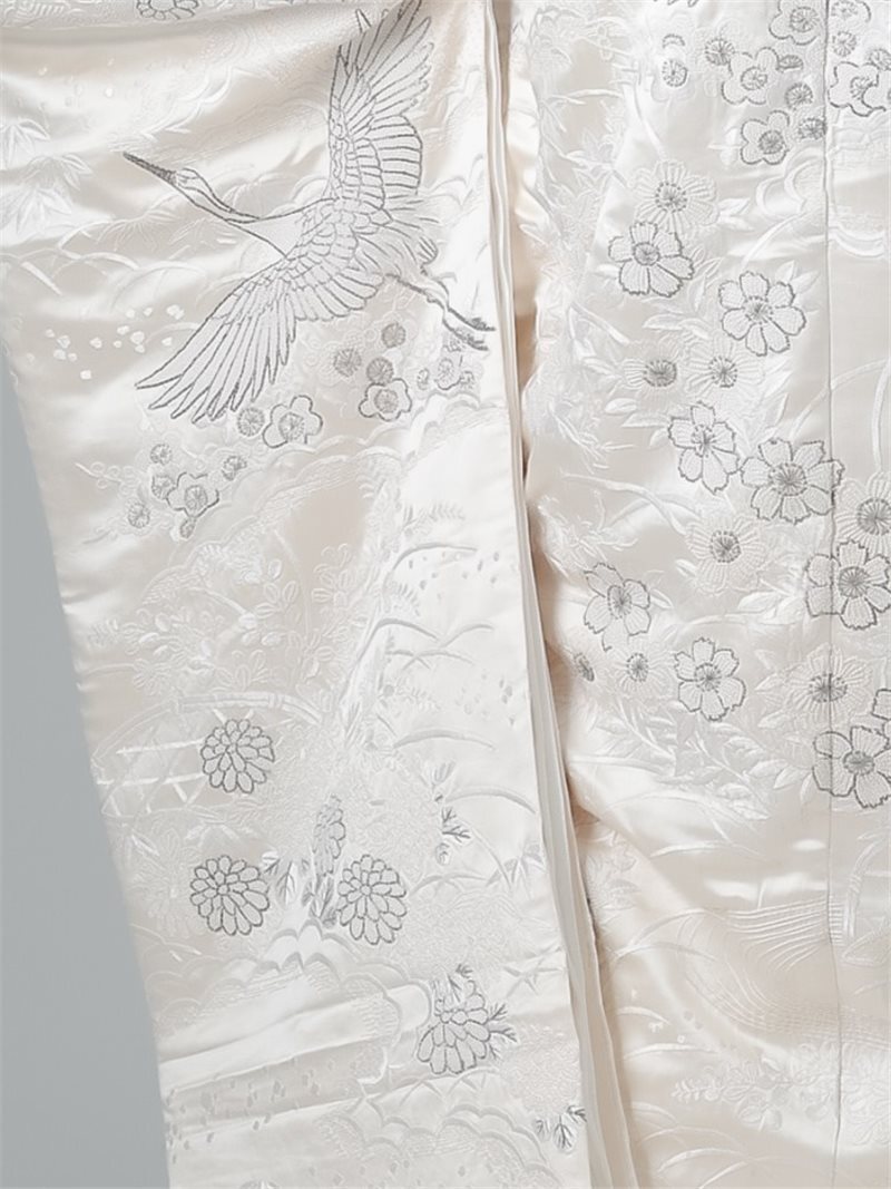 白 UD-瑞鶴花(相良刺繍) 