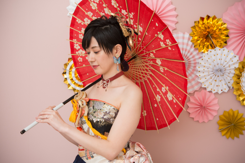 ドレスでスタジオ撮影