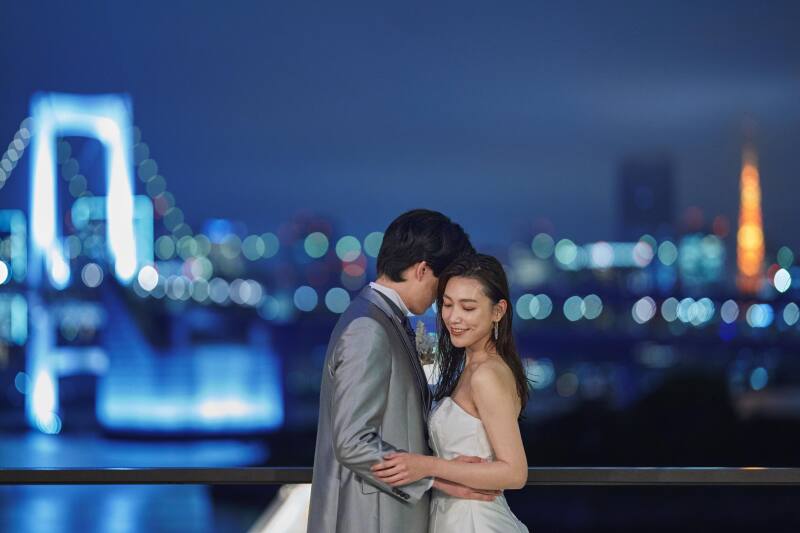 小さな結婚式 お台場店_夜景で撮影できる