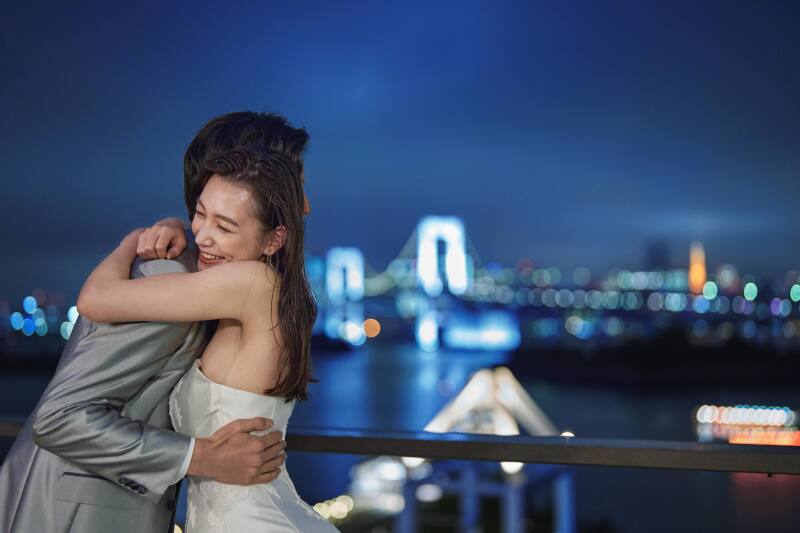 小さな結婚式 お台場店_夜景で撮影できる