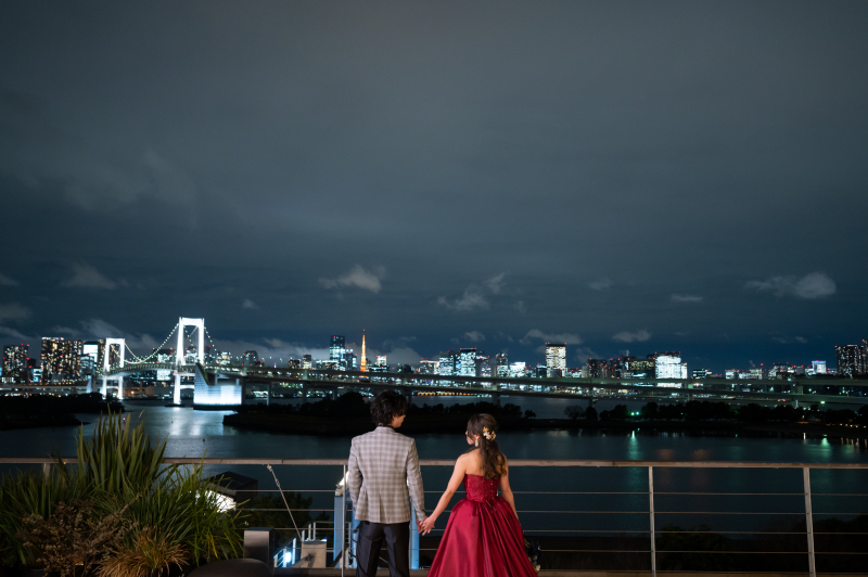 小さな結婚式 お台場店_夜景で撮影できる