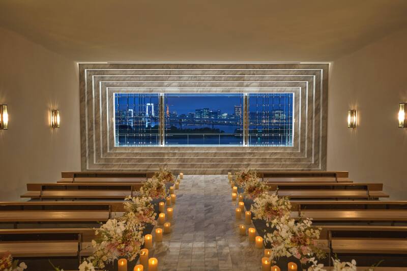 小さな結婚式 お台場店_夜景で撮影できる