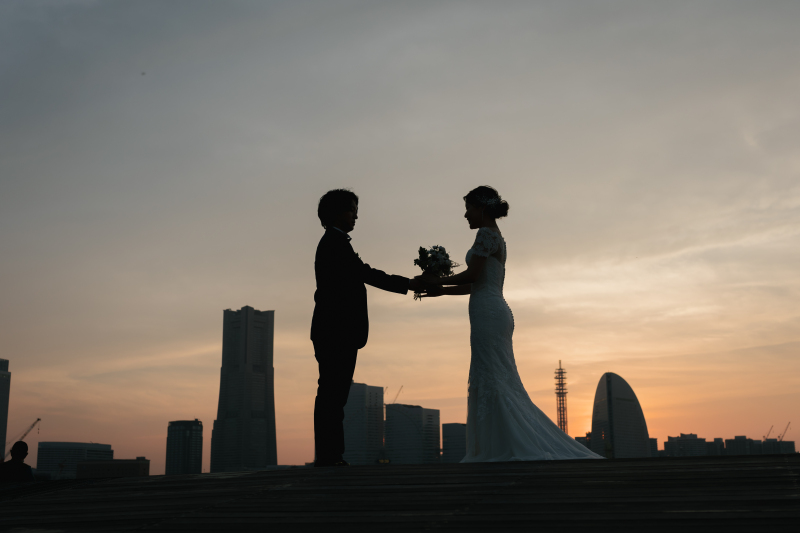 夕景を背景に・・・