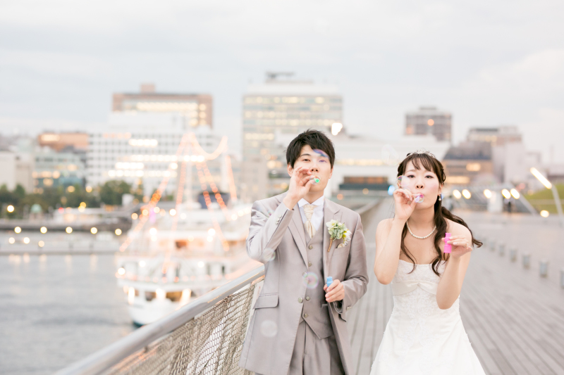 大桟橋で夕景撮影