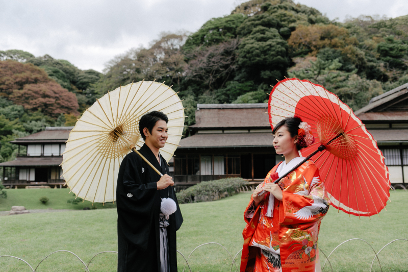 日本庭園で優雅に
