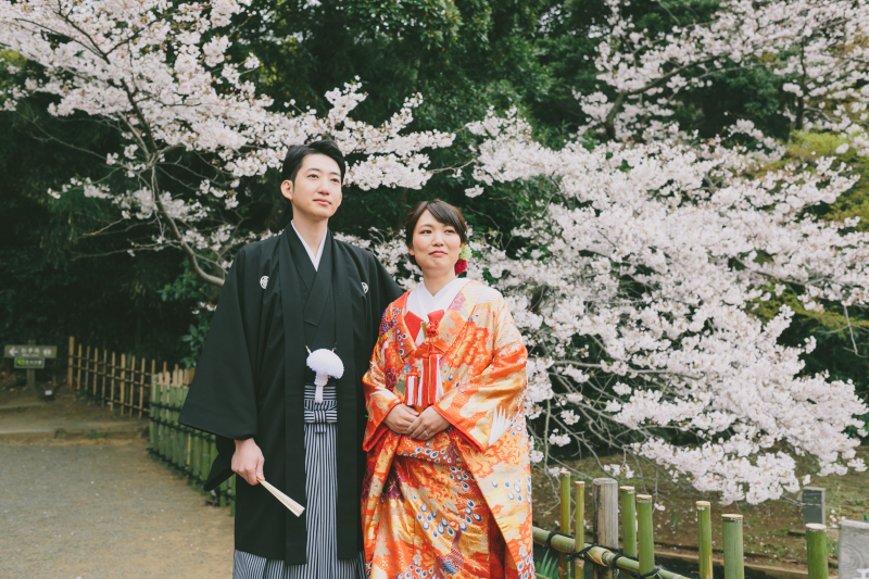 桜で前撮り撮影