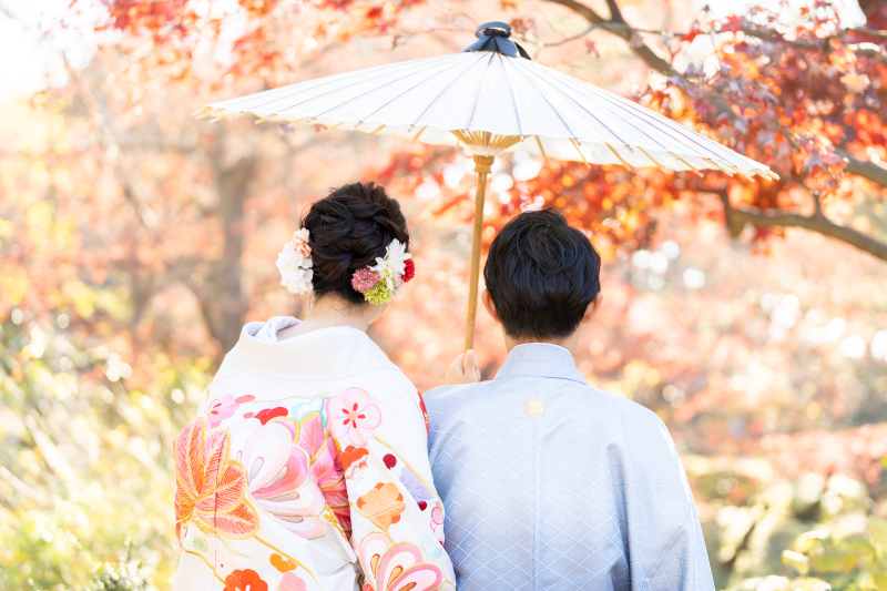 お着物と紅葉