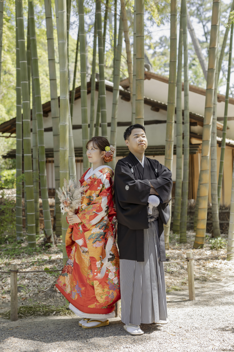 竹林で